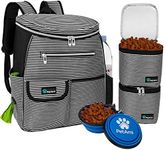 PetAmi Dog Travel Bag Backpack, Airline Approved Dog Bags for Traveling, Puppy Diaper Bag Supplies, Pet Camping Essentials Hiking Accessories Dog Gift, Food Container, Collapsible Bowls, Stripe Black