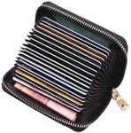 20 Cards Portable Leather Card Holder, Credit Card Bank Card ID Card Holder with a Lots of Space,Easy to Carry Leather Small Business Card case for Woman and Men with a Full Around Zipper