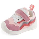 LACOFIA Baby Girls Shoes First Walkers Toddler Sneakers with Anti-Slip Rubber Sole Pink 5.5