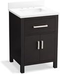 KOHLER K-40637-BD1-BWK Kresla 24" Bathroom Vanity Cabinet with Sink and Quartz Top, Black Oak