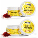 TuCo® Kids 2 In 1 Face Cream + Sunscreen For All Skin Type SPF 50 With Saffron Oil | UVA/UVB PA++++ | Broad Spectrum | Benzophenone- 3 And Avobenzone Free | Ages 2-5, 5-10, 10-15 | 50Gm-Pack Of 2 |