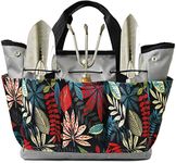 Namvo Garden Tools Bag, Durable Oxford Fabric Tote Bag，Wear-Resistant & Reusable, Deluxe Home Organizer with Pockets,Gardening Kit for Women (Grey+ Multicoloured)