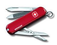 Victorinox Wenger Swiss Army Pocket Knife, Small, Multi Tool, 7 Functions, Nail File, Scissors, Red