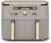Ninja MAX Dual Zone Digital Air Fryer, 2 Drawers, 9.5L, 6-in-1, Uses No Oil, Air Fry, Max Crisp, Roast, Bake, Reheat, Dehydrate, Non-Stick, Dishwasher Safe Baskets, Stone Gold DZ400UKSTGD