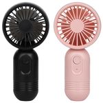 Ackdine Mini Portable Fan - Handheld Fan, 2 Pack USB Rechargeable Personal Fan, Battery Operated Lightweight Small Makeup/Pocket Fan with 3 Speeds for Stylish Girl Boys Women Men Office Outdoor Travel