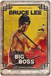 Bruce Lee Big Boss Rene Chateau Movie Retro Tin Sign Metal Sign Vintage Plaque Metal Tin Sign Metal Poster Wall Decor for Home Kitchen Garage Bar Pub Gift 12 X 8 Inches