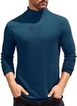 COOFANDY Mens Mock Turtleneck Shirts Long Sleeve T-Shirts Solid Basic Slim Fit Pullover Lightweight T Shirts Blue