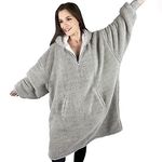 The Big Softy Oversized Blanket Hoodie, Teddy Fleece Hoodie Blanket, Hooded Blanket, Comfy & Fluffy Hoodie, Snuggle Hoodie, Wearable Blanket Hoodie Women UK, Oversize Jumper, Zip Up Hoodie, Pale Grey