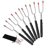 Marshmallow Toasting Forks Sticks Set of 6, Homealexa Telescoping Marshmallow Roasting Sticks Stainless Steel【Extendable U Shape with Handle 】Grilling Skewers for Hot Dog Bonfire BBQ Smores Skewers