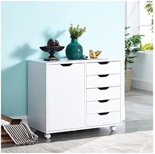 Naomi Home Amy 5-Drawer Craft & Office Storage Cabinet with Shelf, – Rolling Organizer with Pull-Out Door, Adjustable Shelves for Versatile Use, 15.7" D x 18.9" W x 32.2" H