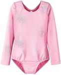 HOZIY Gymnastics Leotards for Girls Long Sleeve Size 6-7 7-8 Years Sleeved Dance Kids Toddlers Clothes Leo Glitter Sparkle Tumbling Hot Pink Plum