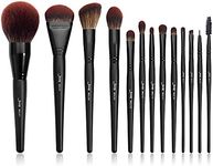 Jessup Makeup Brushes Set 13pcs, Professional Vegan Foundation Powder Contour Blush Highlight Eyeshadow Blending Concealer Spoolie EyeLiner Brush, Phantom Black T300