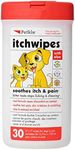 Petkin Anti Itch Wipes for Dogs and Cats - Soothes Hot Spots, Skin Irritations and Scratching - Bitter Taste Stops Licking and Chewing - Super Convenient, Ideal for Home or Travel - 30 Wipes