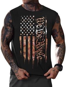 Mainfini Men's Muscle Tank Tops American Flag Sleeveless Tee Shirts 1776 Patriot Tank Shirt M