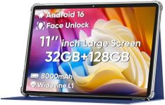 COLORROOM Android 16 Tablet 11inch, Face Unlock, 18W Fast Charging, 32GB+128GB+1TB Expand, Octa-core CPU, 8000mAh Large Battery, WiFi6, Touchscreen Display, Widevine L1 Tableta, Blue