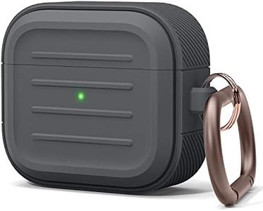 elago Armor Case with Keychain Compatible with AirPods 3 Case Cover - Supports Wireless Charging, Shock Resistant, Full Protection (Dark Grey)
