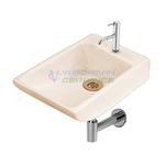 Vardhman Ceramics Ivory Wash Basin Wall Hung Mounted Glossy Finish Sink for Bathroom Washroom Toilet Living Room Dining Kitchen (10 x 15 x 4 Inch - Ivory)