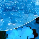 HETZON SALES 100PCS Glow in The Dark Garden Pebbles Stones Rocks for Yard and Walkways Decor, DIY Decorative Luminous Stones in Blue