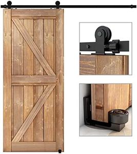 ETIASQSA 200CM/6.6FT Herraje para Puerta Corredera Kit de Accesorios para Puertas Correderas riel puerta corredera granero, Contiene Guía de suelo recientemente actualizadas y ajustable