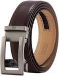 Tonywell Ratchet Belt, Mens Leather Belt, Adjustable Belts 1 3/8" Wide Comfort Click Buckle, Traditional Look without Holes, Coffee Belt Gun Buckle Men, 32" to 45" Waist Adjustable