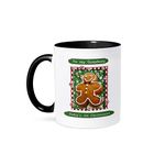 3dRose Gingerbread Boy, Babys First Christmas, Grandson-Two Tone Black Mug, Ceramic, Multi-Colour, 10.16 x 7.62 x 9.52 cm