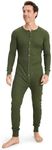 Jockey Men's Loungewear Waffle Union Suit, Military Green Heather, M