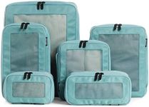 Aerotrunk Compression Packing Cubes for Travel - Luggage Organizer Bags - Double Zipper Packing Cubes for Suitcases (6-Pack, Teal)