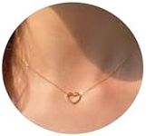 SUFOPE Dainty Heart Necklace for Women,14K Gold Plated Heart Pendant Link Chain Trendy Fahion Everyday Heart Pendant Choker Necklace Jewelry for Girls Gift