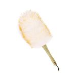 iHUFeather Lambswool Duster Solid Wooden Handle Leather Hang Strap Cleaning Ceiling Fans Window Blinds Computer Furniture Figurines TV Natural Feather Duster,Yellow+White