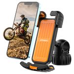 POSIKO Motorcycle Phone Mount, Bike Phone Holder Adjustable Cell Phone Holder, Bicycle Scooter Handlebar Phone Cradle Clip for iPhone 14 Plus/Pro Max / 13, Galaxy S9 and 4.7-6.8" Phone (Orange)