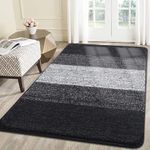 Grandaily Indoor Doormat, 47" x 71" Non-Slip Mud Trapper Absorbent Front Door Mats, Washable Striped Inside Entryway Mat, Low-Profile Welcome Mat Entrance Mat, Black