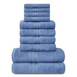 Lions Towels Family Bale Set - 10 Piece 100% Egyptian Cotton, 4x Face 4x Hand 2x Bath Towel, Premium Quality Highly Water Absorbent Bathroom Accessories, Machine Washable, Blue, 544654