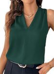 EVALESS Tank Tops for Women Trendy 2025 V Neck Pleated Sleeveless Shirts Loose Fit Summer Basic Work Vest Sea Green S