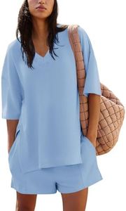 Yousify Maternity Setspost Partum Lounge Sets for Women 2 Piece Pajama Sets 3/4 Sleeve Tops Sky Blue XL