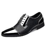 BULMEGIAY Men's Dress Shoes Casual Oxford Lace-up Shoes Faux Pattern Business Formal Shoes Cap Toe Fashion Shoes Black