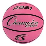 Champion Sports Rubber Official Basketball, Heavy Duty - Pro-Style Basketballs, and Sizes - Premium Basketball Equipment, Indoor Outdoor - Physical Education Supplies (Size 7, Pink)