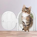 SlowTon White Cat Door, Stylish Pet Door for Cats, Hidden Litter Box in Basement Laundry Room Easy to Install and Easy DIY Setup