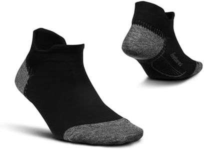 Feetures Plantar Fasciitis Relief Ultra Light Cushion Ankle Sock - Tab Socks with Heel Tab - Black, L (1 Pair)