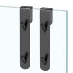 KITHOLD 7 Inch Extended Shower Door Hooks, 2 Pcs Shower Organizer with Anti-Skid Rubber Layer Over The Frameless Glass Door Double Hooks, Towel Hooks for Hanging Robe, Towel, Loofah (Black)