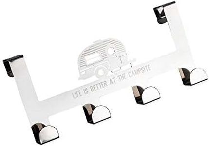 Camco Life is Better at The Campsite Over The Door Hooks & Towel Hanger - Convenient to Use and Fits Up to 1-1/2-Inch Thick Standard Interior Doors (53388)