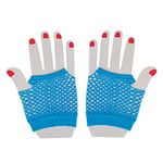 Rhode Island Novelty Neon Fishnet Fingerless Wrist Gloves Party Accessory - Neon Blue