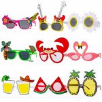 OundarM 9 Pairs Hawaiian Party Glasses Decorations for Kids and Adults, Novelty Funny Sunglasses 9 Designs for Photo Booth Props, Summer Party, Beach Party, Tropical Party