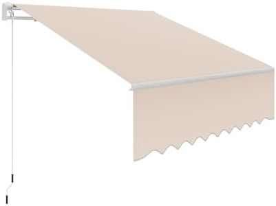 3 * 1.2M Manual Retractable Awning, Patio Awning Exterior Outdoor Sunshade Shelter, Angle & Height Adjustable Sunsetter Retractable Awning UV Protection for Any Window or Door