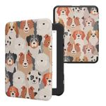 kwmobile Case Compatible with Barnes & Noble Nook Glowlight 4 / 4e Case - eReader Cover - Dogs White/Light Brown/Grey