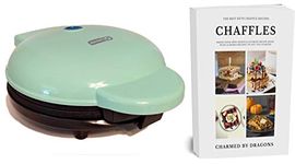 Dash Express 8" Waffle Iron With The Best Keto Chaffle Recipe Book and Journal by Charmed By Dragons (8 Inch AQUA)