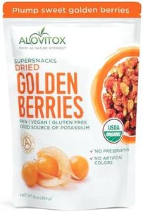Alovitox Sun Dried Golden Berries|Raw, Fresh & USDA Organic |Gluten Free, Vegan |dried Cherries With Potassium, Iron, Dietary Fiber, Vitamin A & C | Healthy Snack for Eating, Smoothies and Salads 16oz
