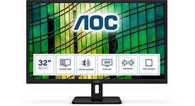 AOC Q32E2N - 31.5 Inch QHD Monitor, 75Hz, 4ms, IPS, Speakers, FlickerFree, LowBlue Light (2560x1440 @ 75Hz, 250cd/m², HDMI/DP), Black