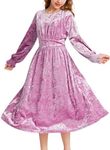 GRACE KARIN Girls Velvet Fall Dress Long Sleeve Midi Vintage Party Holiday Dresses for Girls 6-7 Years Pink Purple