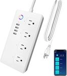 Jinvoo Smart Power Strips, Zigbee Surge Protectors, 5ft Extension Cord, Works with Alexa Google Home, Remote Control, Timer Control, Voice Control, Switchable via App Independent Control (White)