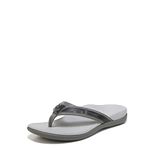 Vionic Women's Tide Classic Comfort Flip Flops- Supportive Everyday Slide Sandals That Includes an Orthotic Insole and Cushioned Outsole for Arch Support, Charcoal Camo Leather 9 Medium